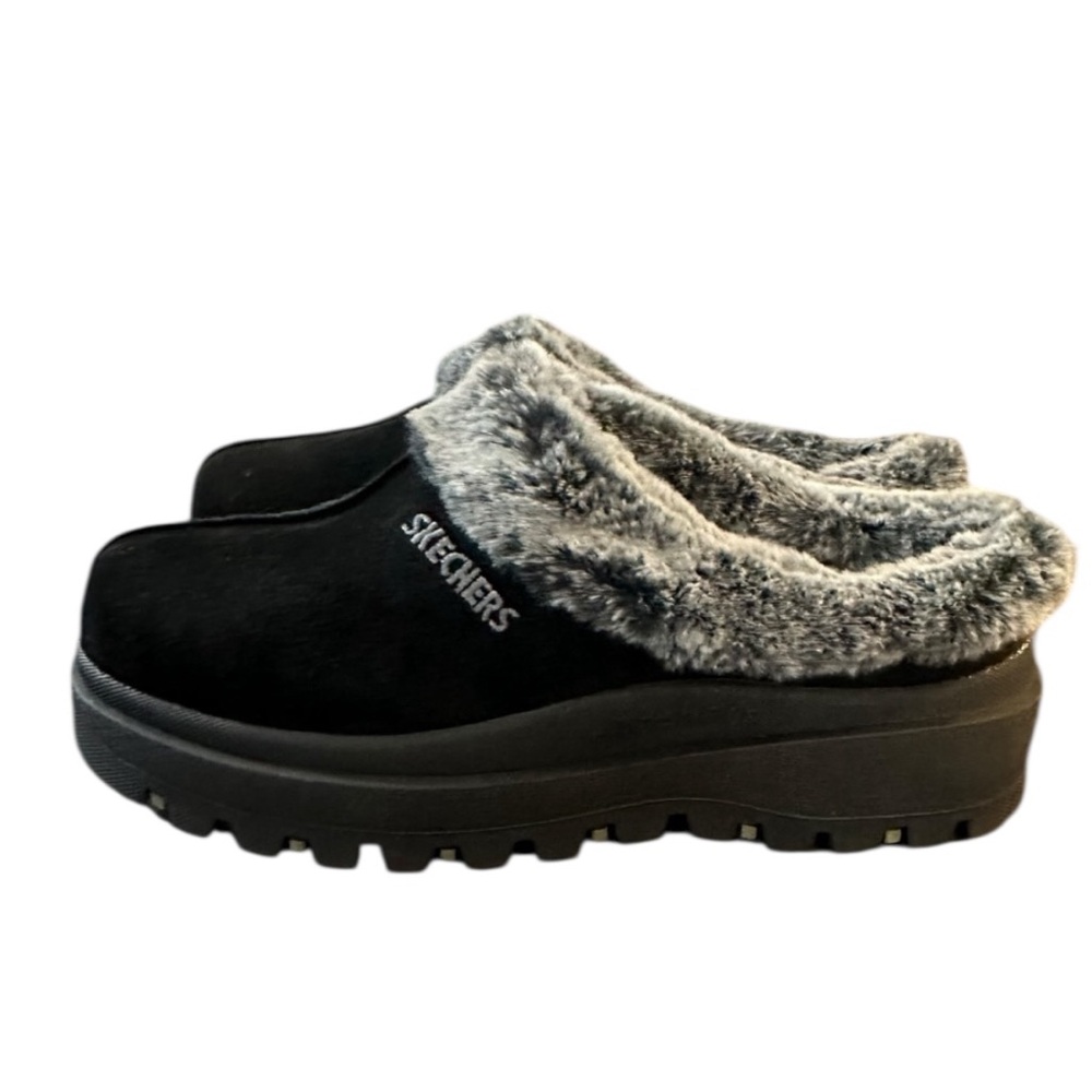 Skechers Slip On Faux Fur Lining Slide Clogs for Women, Size 9…Black & Gray. - Picture 4 of 10